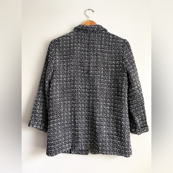 $128‼️Nanette Lepore Black White Tweed Open Front Blazer Classic Career Relaxed - Picture 8 of 11